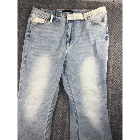 Flying Monkey High Rise Blue White Flare Stretch Jeans Women's 34 18 Festival XL - Picture 4 of 9